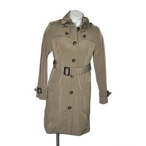 LONDON FOG Beige Trench Coat Quilted Detail Removable Liner Womens Size PS